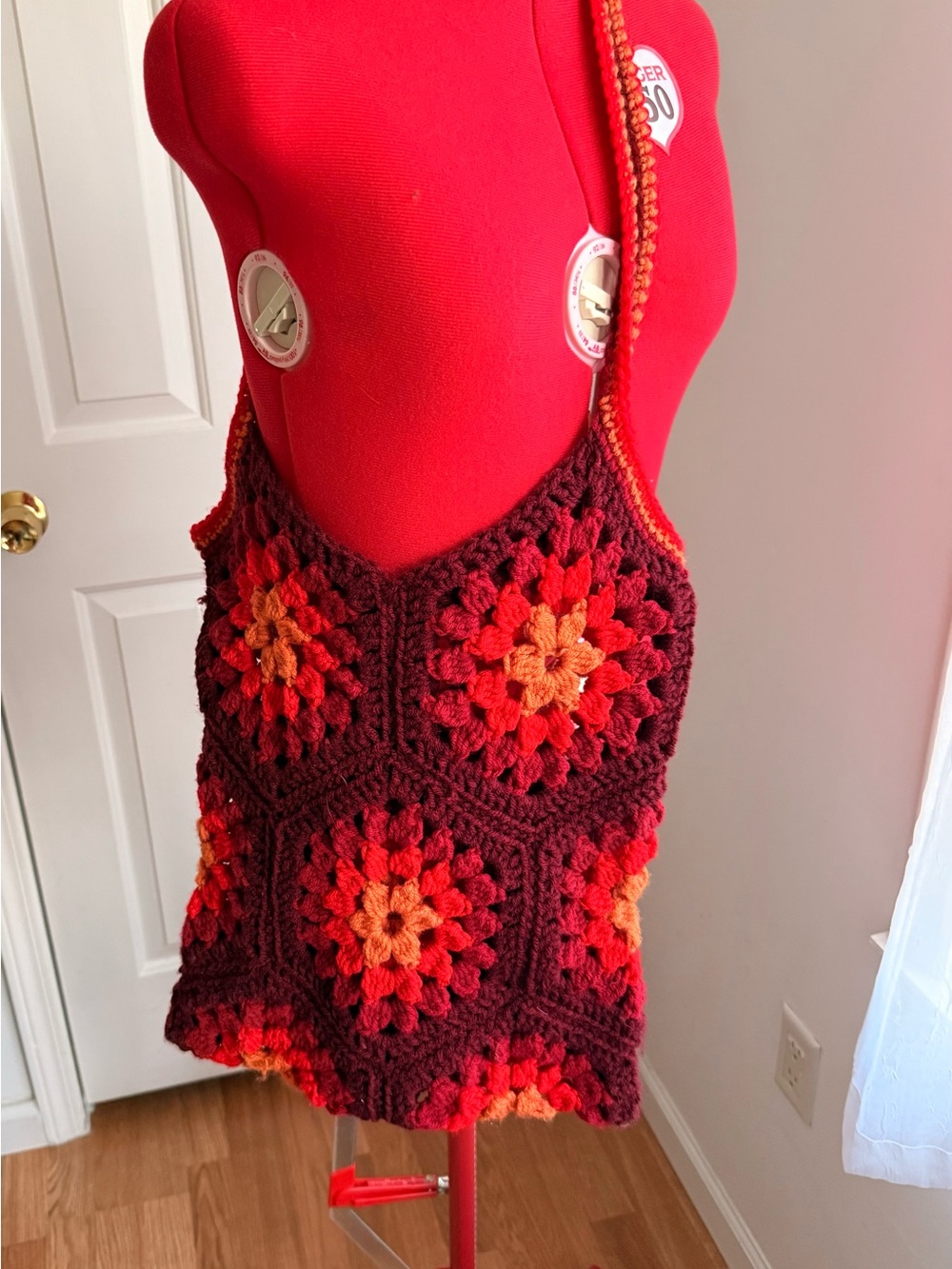 Handmade Crochet Sunburst Shoulder Bag Tote